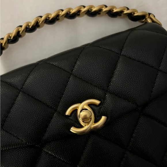 CHANEL 🖤 24S Black Caviar Leather Rue Cambon Mini Top Handle Bag - Picture 6 of 16